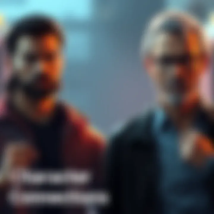 Character Connections Characters Rudo and Guita standing together, showcasing their intense expressions as they discuss their criminal backgrounds.