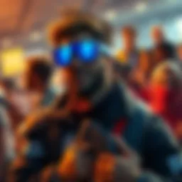 A character exuding coolness and charm, reminiscent of Kimbley, surrounded by fans discussing his impact on the series.