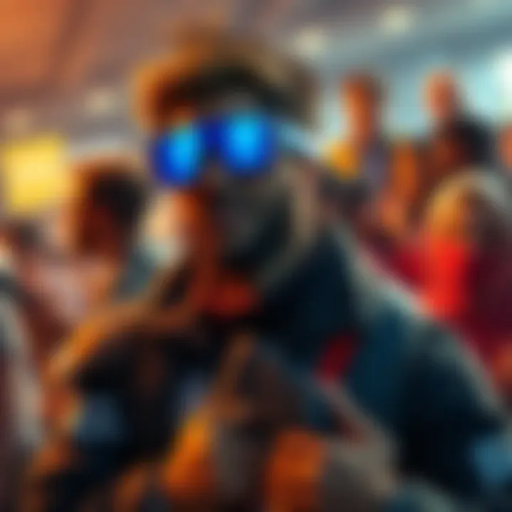 A character exuding coolness and charm, reminiscent of Kimbley, surrounded by fans discussing his impact on the series.