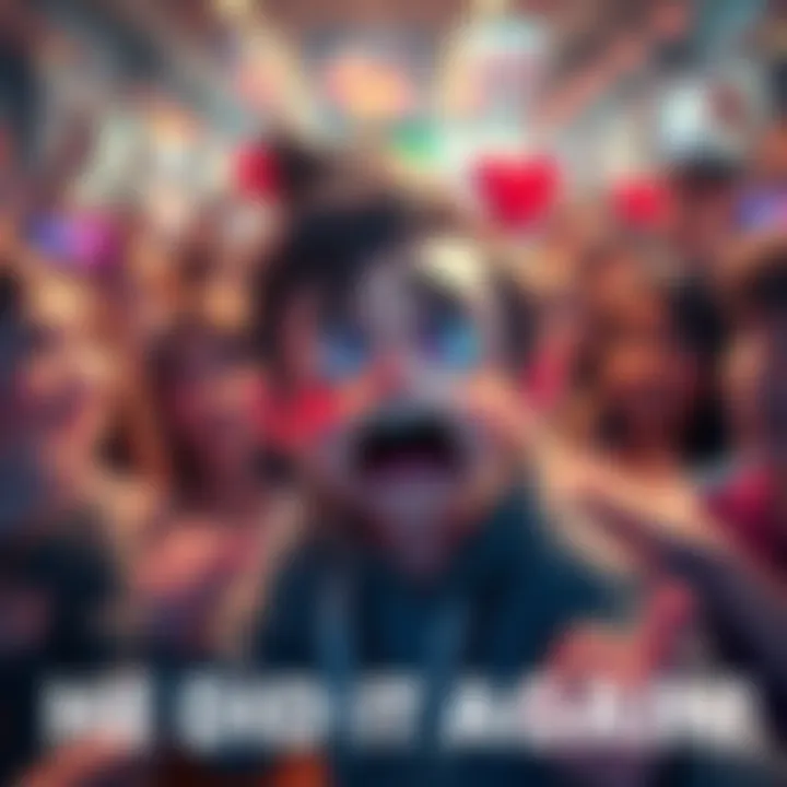 A popular animated character showing shock and surprise, surrounded by fans expressing their reactions on social media.