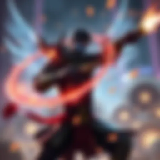 A gamer character executing the Divine Lasso move after using Justice Blade in a PvP match
