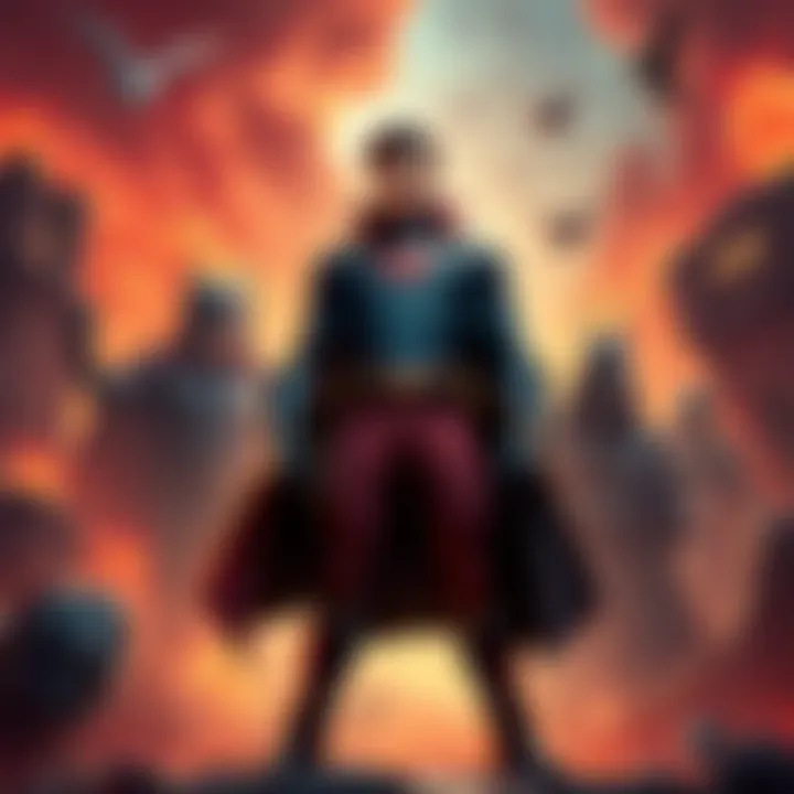 A strong character standing tall against a backdrop of various story elements, showcasing their impressive abilities and confidence.