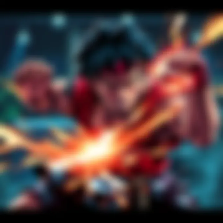 A character bracing for impact from Yujiro's powerful backhand strike, showcasing determination and strength
