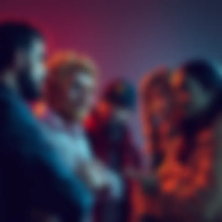 A group of diverse original characters depicted with visible flaws and weaknesses, engaging in a conversation about teamwork and storytelling.