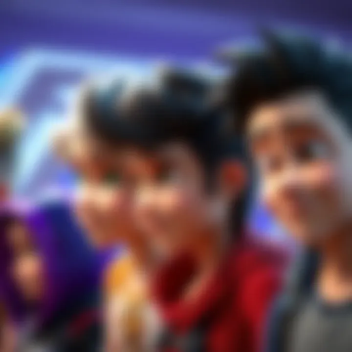 Close-up of animated characters showing hair design problems, highlighting missing undercut and incorrect style details.