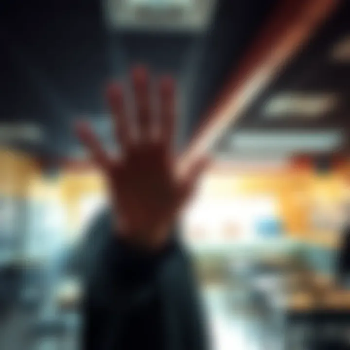 A character signaling with their hand as CCG prepares for an attack in a cafeteria
