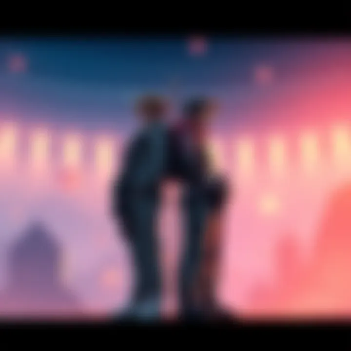 Two characters of different heights standing side by side, comparing their heights and postures, representing the discussion on height scaling in rivalries.