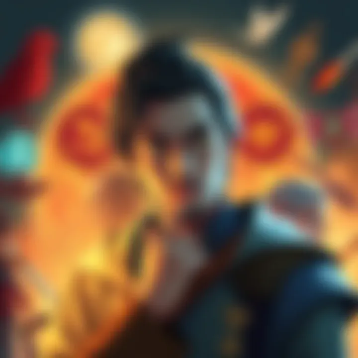 A thoughtful character surrounded by symbols representing different story elements, showing the connection between lore and narrative.