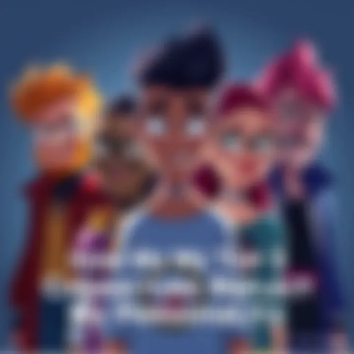 A colorful illustration of five diverse characters representing different personality traits, standing together with unique expressions.