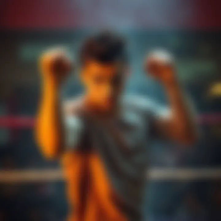 A character in a fight scene with a raised fist, showcasing the moment before delivering a powerful punch, capturing the shift from calm to intense energy.