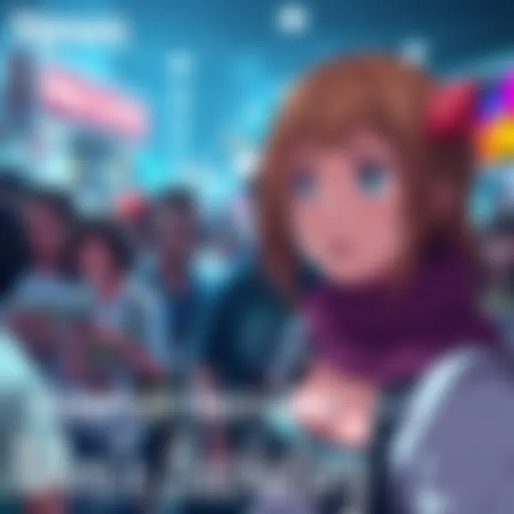 A character looking surprised while mentioning Nami's name, with fans discussing in the background.