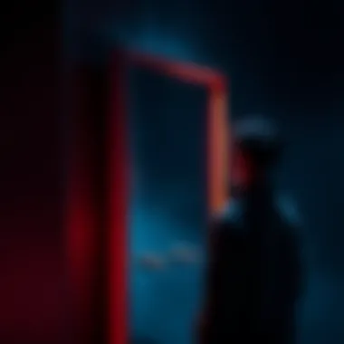 A person standing in front of a mirror, contemplating their reflection, symbolizing self-discovery and personal growth.