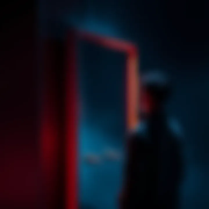 A person standing in front of a mirror, contemplating their reflection, symbolizing self-discovery and personal growth.