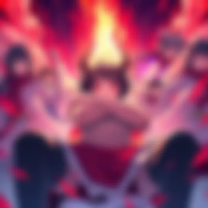 A dramatic scene showing a character making a significant sacrifice, with emotional expressions and a backdrop of intense action.