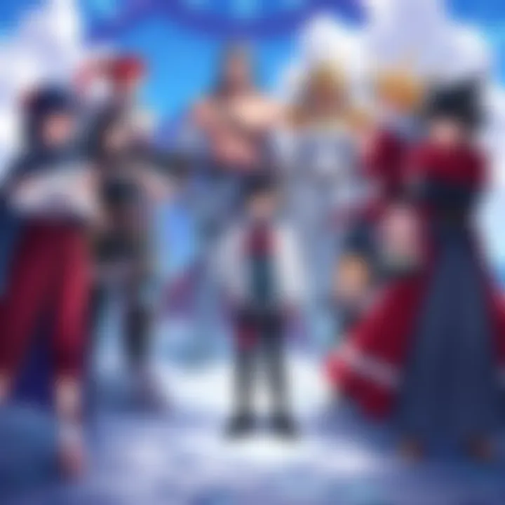 An illustration showing characters from Victory Road gathered, hinting at their roles before Chronicle mode starts.
