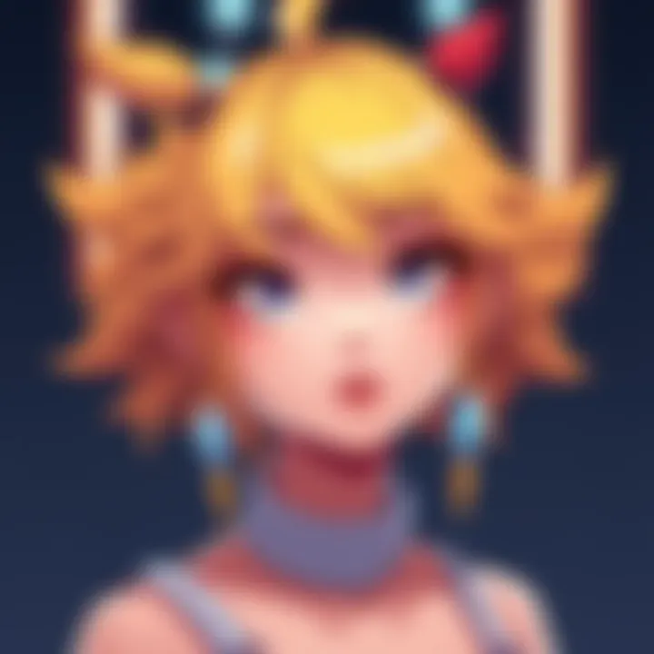 A colorful character sprite designed for an L dating sim, showcasing distinctive features and style, inviting community feedback.