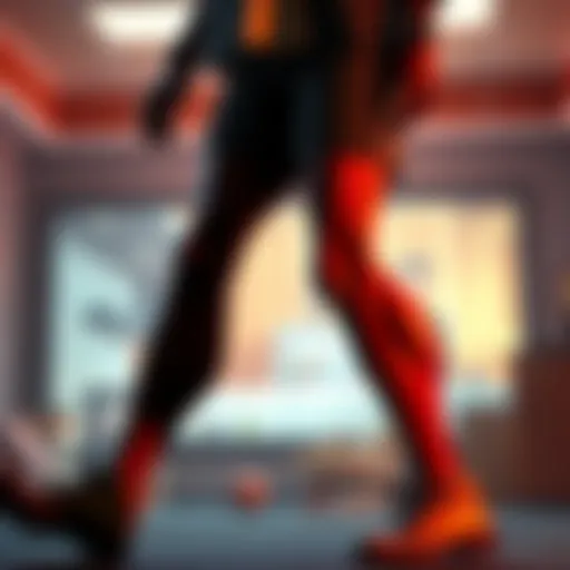 A character displaying distinct leg features in a scene from the series, capturing the attention of first-time viewers.