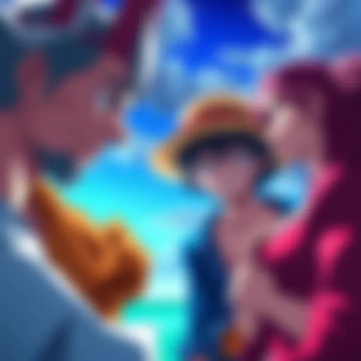 Characters from My Dress-Up Darling and One Piece A comparison scene featuring characters from My Dress-Up Darling and One Piece, showcasing their emotional expressions and interactions.