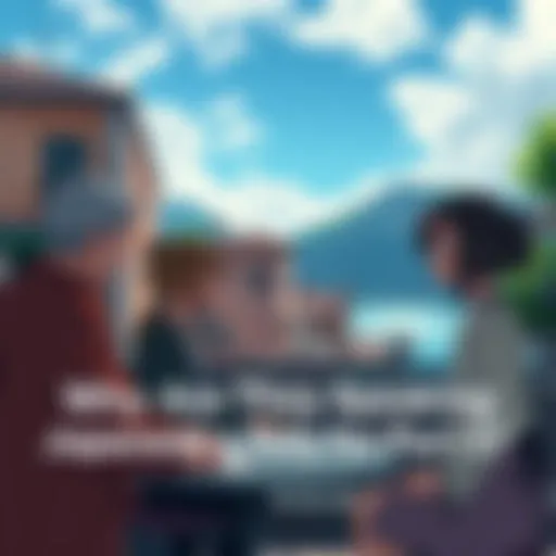 A scene from the latest episode where characters converse in Japanese in a picturesque Italian backdrop