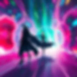 Characters in alternate dimensions Danny Phantom and Ichigo in a cosmic scene, moving through colorful dimensional portals at normal speed.