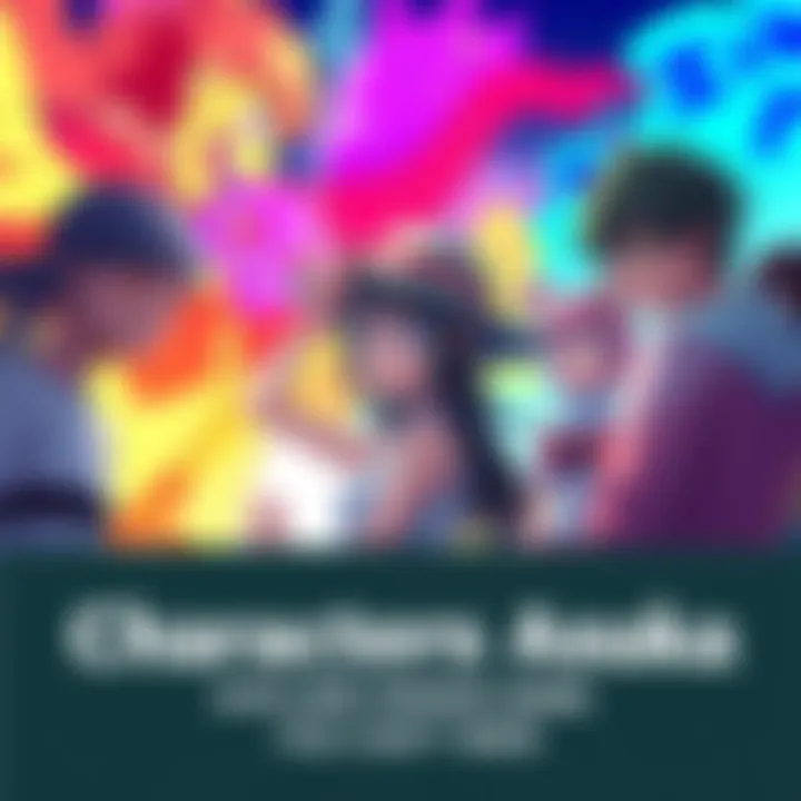 A vibrant scene featuring lesser-known characters from various stories, with colorful backgrounds and unique personalities, inviting fans to explore different narratives outside Asuka.