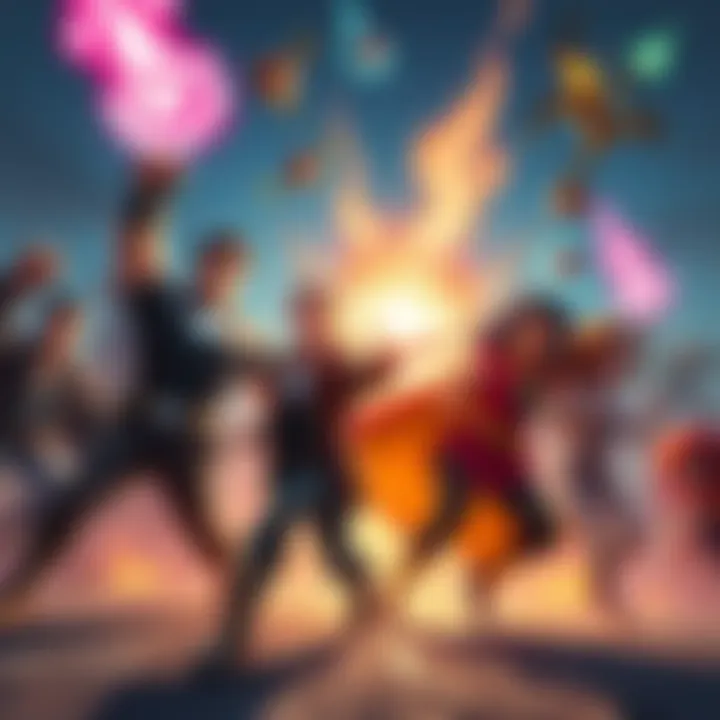 Characters in Action A group of animated characters showcasing their unique powers and abilities in a dynamic scene, illustrating the impact of powerscaling in storytelling.