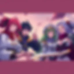 Jaune Arc, Yang Xiao Long, Blake Belladonna, and Nora Valkyrie laughing and discussing their past lives as legendary figures, showcasing their unique personalities and humor.