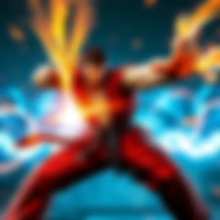 A game character performing a charged Ki Blast technique after a combo, with energy effects around their hands