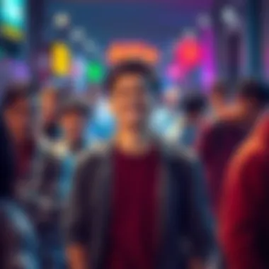 Charismatic Individual Standing Out A person with a warm smile and confident posture, radiating charm and presence among a crowd of ordinary people.