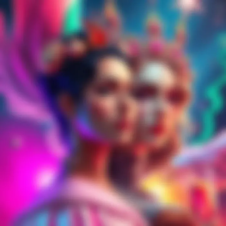 A colorful artwork showcasing the collaboration between Charlotte Cordial and Pandora II by Chattiviper, featuring unique artistic styles and elements.