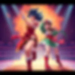 Chi Chi defeating Videl Chi Chi celebrates her victory over Videl in a dynamic showdown, showcasing her strength and skill in the match.