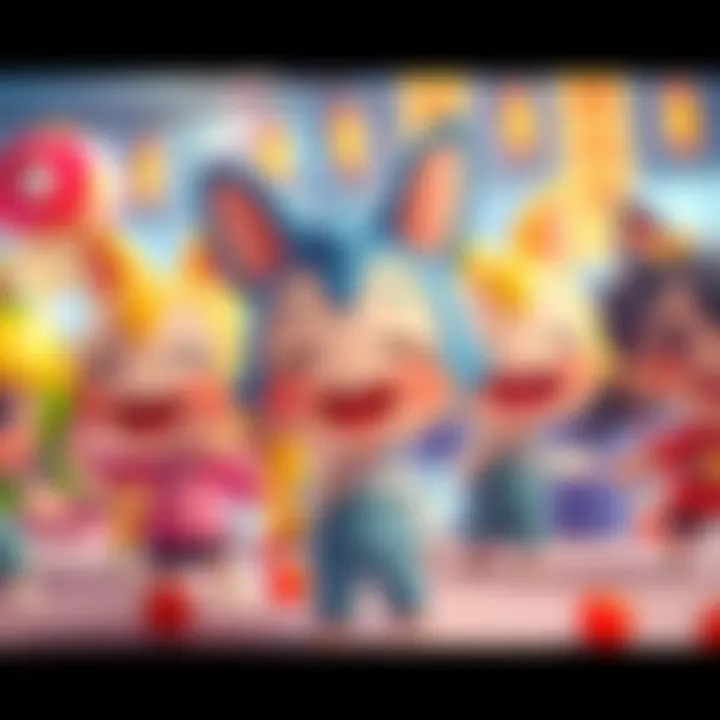 Colorful Chibi Nalu art featuring playful characters with large heads and small bodies, smiling and in fun poses.