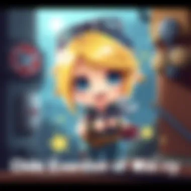 A small and cute Chibi version of Winry holding a wrench and smiling, showcasing her distinctive style with blonde hair and a blue outfit.