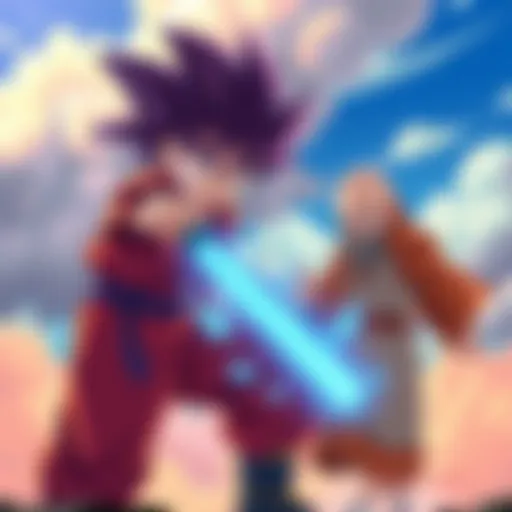 ChiChi trains with Roshi, showcasing their skills and teamwork in a vibrant training scene.