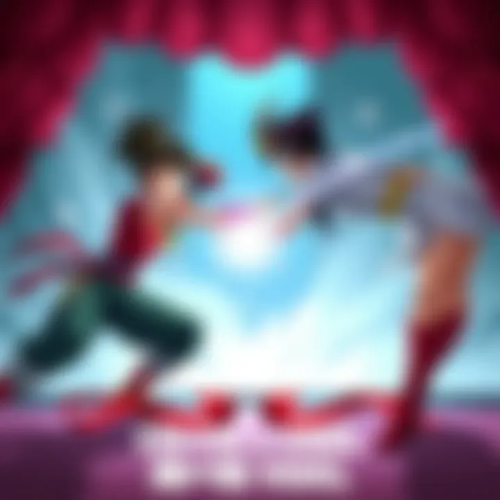 Chi-Chi and Videl engage in an intense hand-to-hand fight, showcasing their skills and determination.