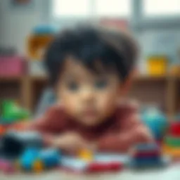Child Facing Challenges A 5-year-old child looking concerned, surrounded by toys and schoolwork, representing the struggles children face today.