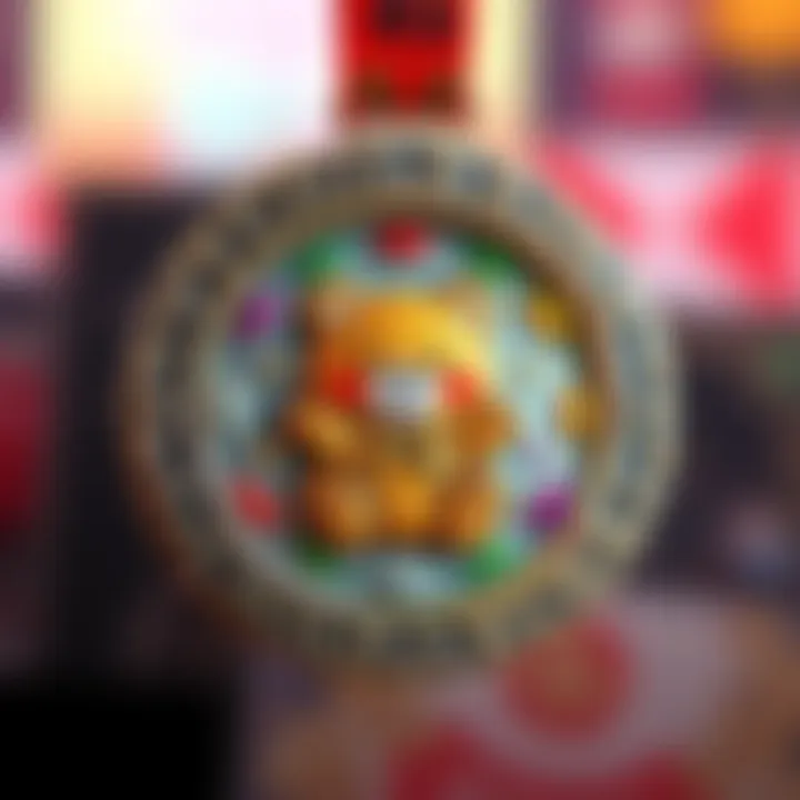 Child Kuma Medal A shiny medal featuring a character resembling a bear child, surrounded by colorful designs.