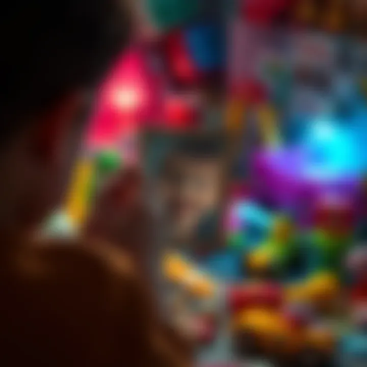 A person looking at a childhood photo of themselves, surrounded by toys and memories from their six-year-old life.