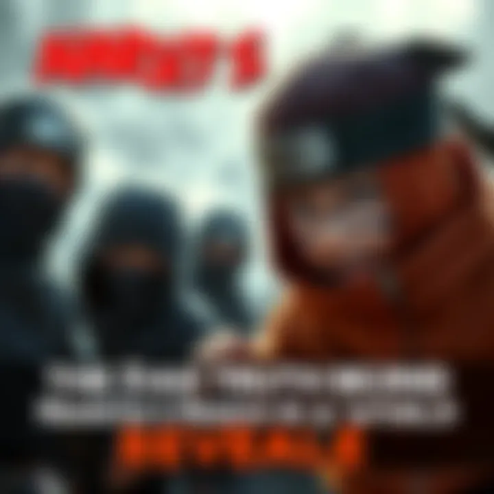 Young ninjas training hard in a harsh environment, showing signs of struggle and pain.