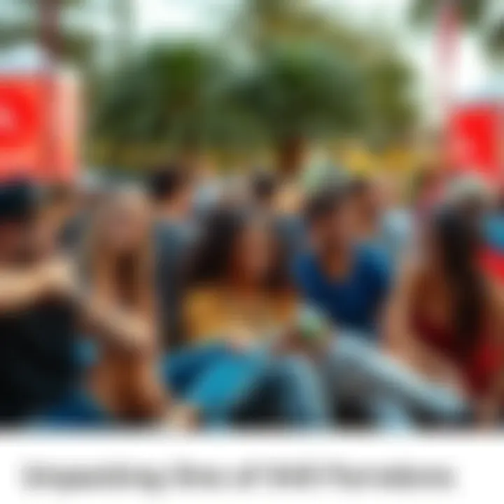 A group of fans relaxing together at an outdoor event, sharing smiles and enjoying each other's company in a peaceful atmosphere.