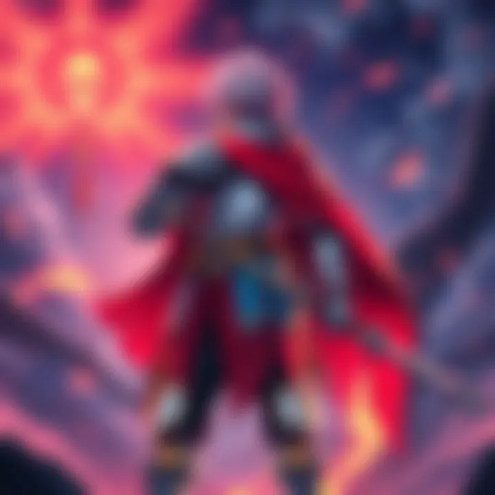 Chivalry of a Failed Knight character standing confidently Main character from Chivalry of a Failed Knight in a dynamic pose, showcasing strength and determination with a magical backdrop.