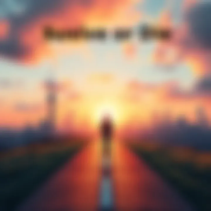 Choices in Modern Life A person standing at a crossroads, contemplating different paths representing life choices, with a city skyline in the background.