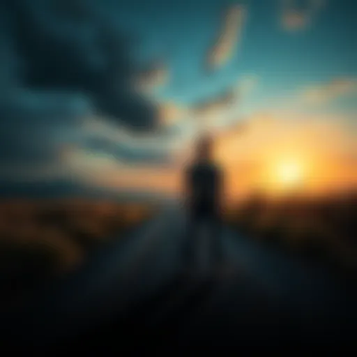 A person stands at a crossroads, contemplating a choice between two paths, one leading to Rebecca and the other to Lucy.