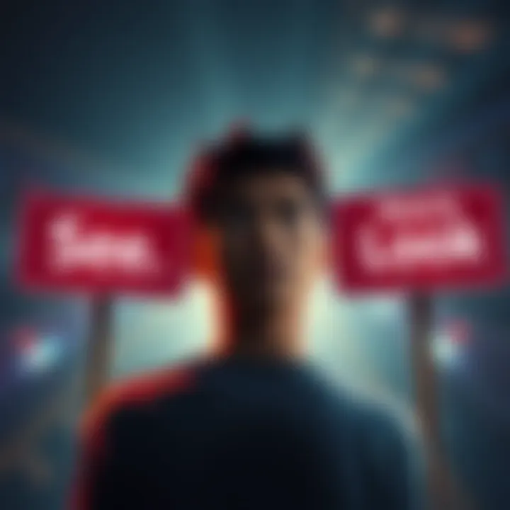 A person contemplating between three signs: 'See', 'Watch', 'Look', illustrating the nuances in communication choices.