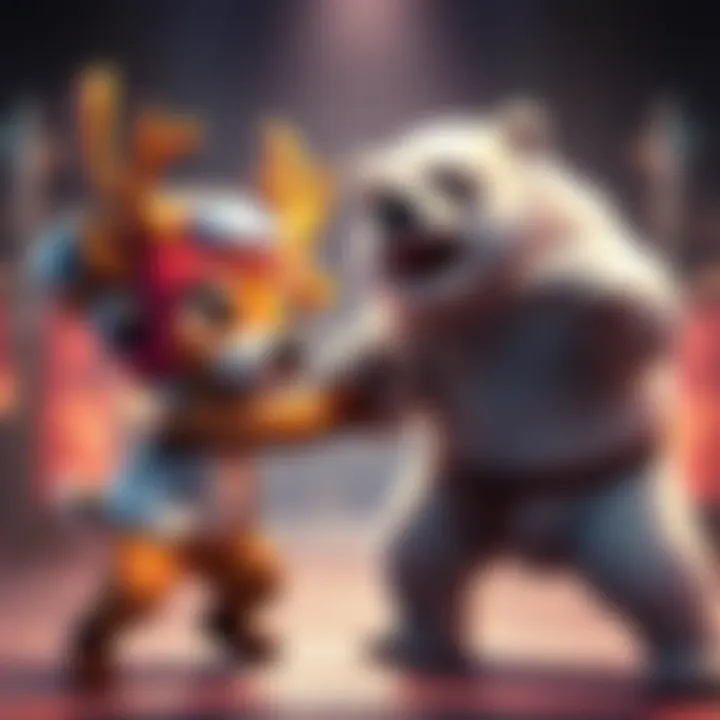 Chopper, a reindeer with doctor gear, and Bepo, a white bear, face off in a battle-ready pose, showing their strength as fighters.