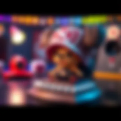 Chopper's model base displayed during the interview, showcasing his colorful design and features.