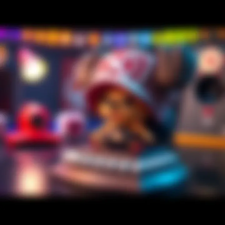 Chopper's model base displayed during the interview, showcasing his colorful design and features.