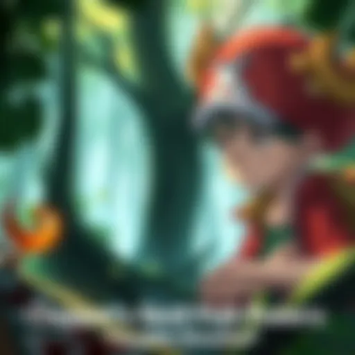 Chopper with a thoughtful expression looks at Zoro, who is deep in thought. Surrounding them are trees and a mystical aura, hinting at the forest god's power.