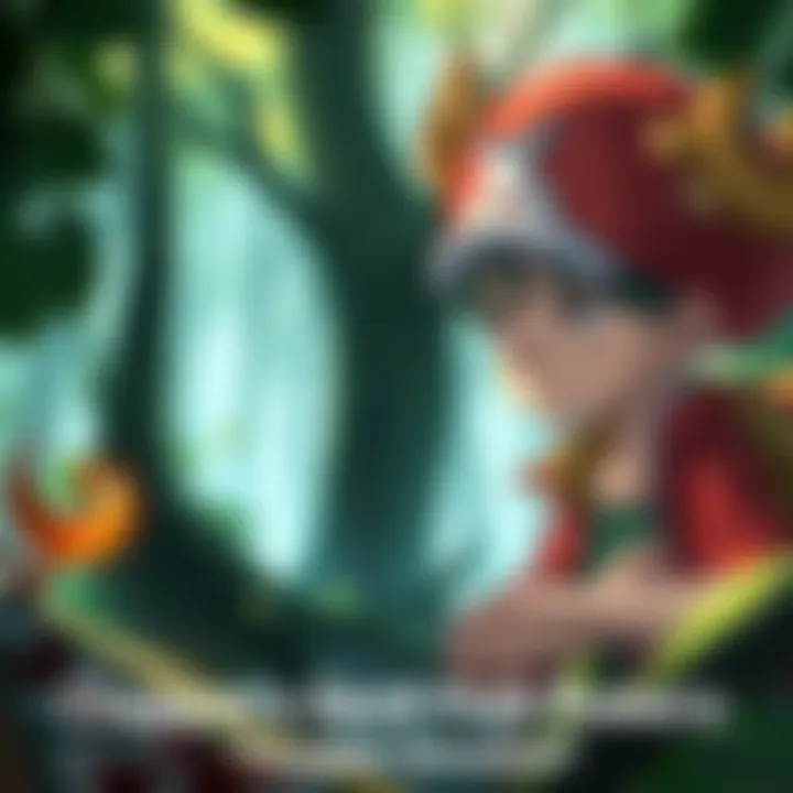 Chopper with a thoughtful expression looks at Zoro, who is deep in thought. Surrounding them are trees and a mystical aura, hinting at the forest god's power.