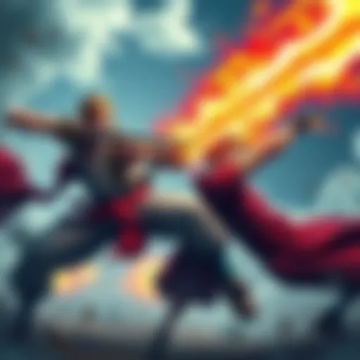 Chore Boy and Don Krieg engaged in an intense fight scene with swords drawn